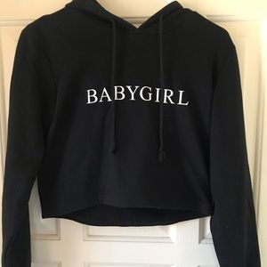 Cute crop top light weight long sleeve with a hood
